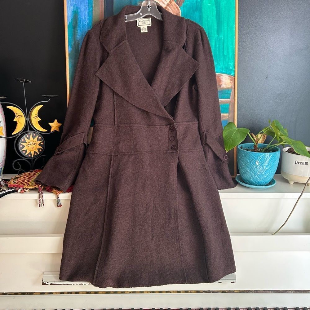 Chocolate Brown Long Sleeve Sweater Cardigan Jacket Wool